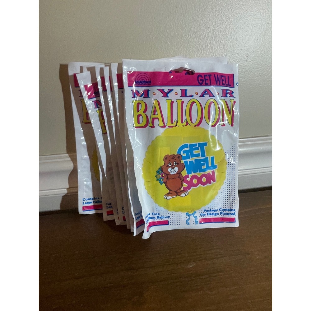 Lot of 8 Anagram Get Well Soon Mylar Balloon Yellow Bear Floral Helium 18 inch